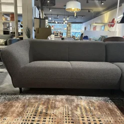 Leolux Ecksofas|Ecksofa Turia Stoff Monza 84 Grau Füße Epoxy Lack Schwarz