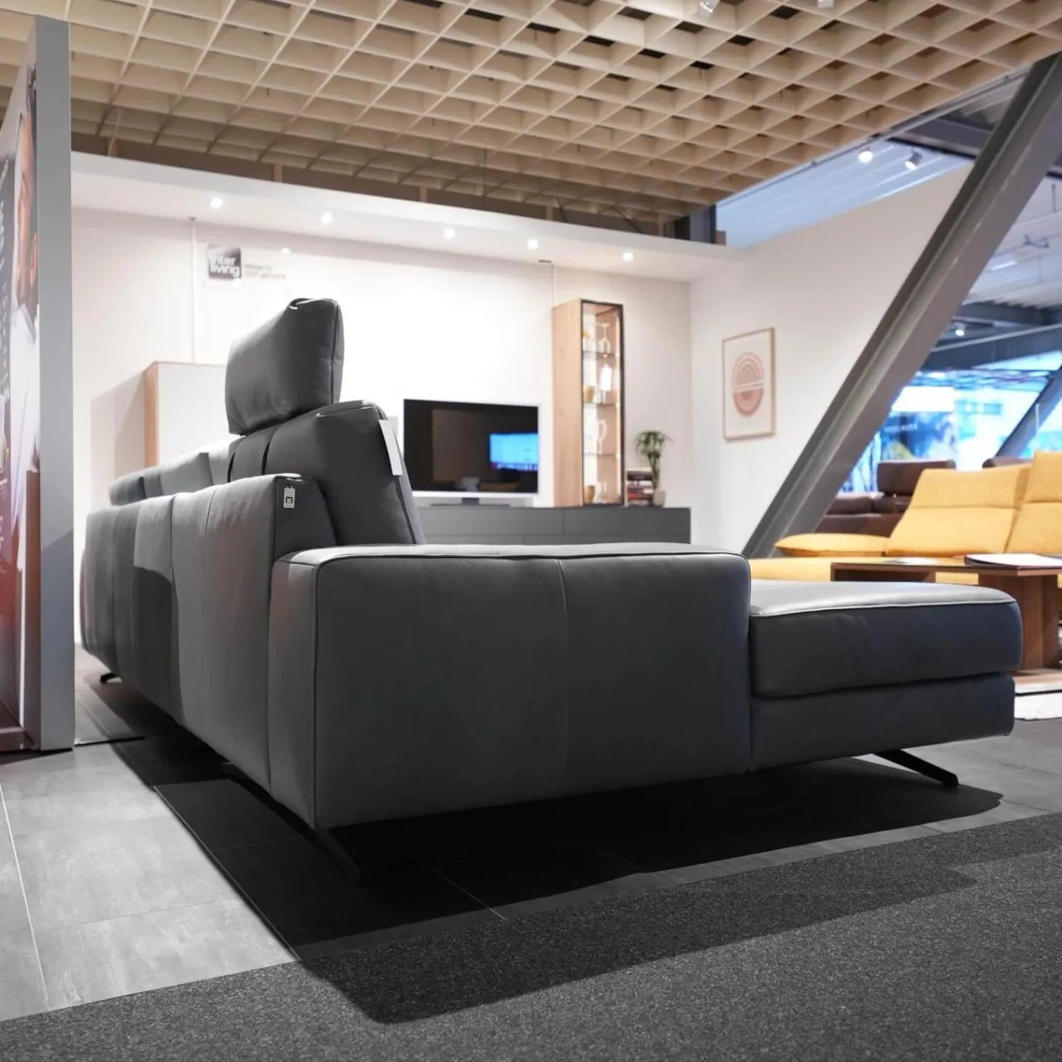 Koinor Ecksofas|Ecksofa Upgrade Leder B-Toro Colorado Faden 0321 Hellgrau