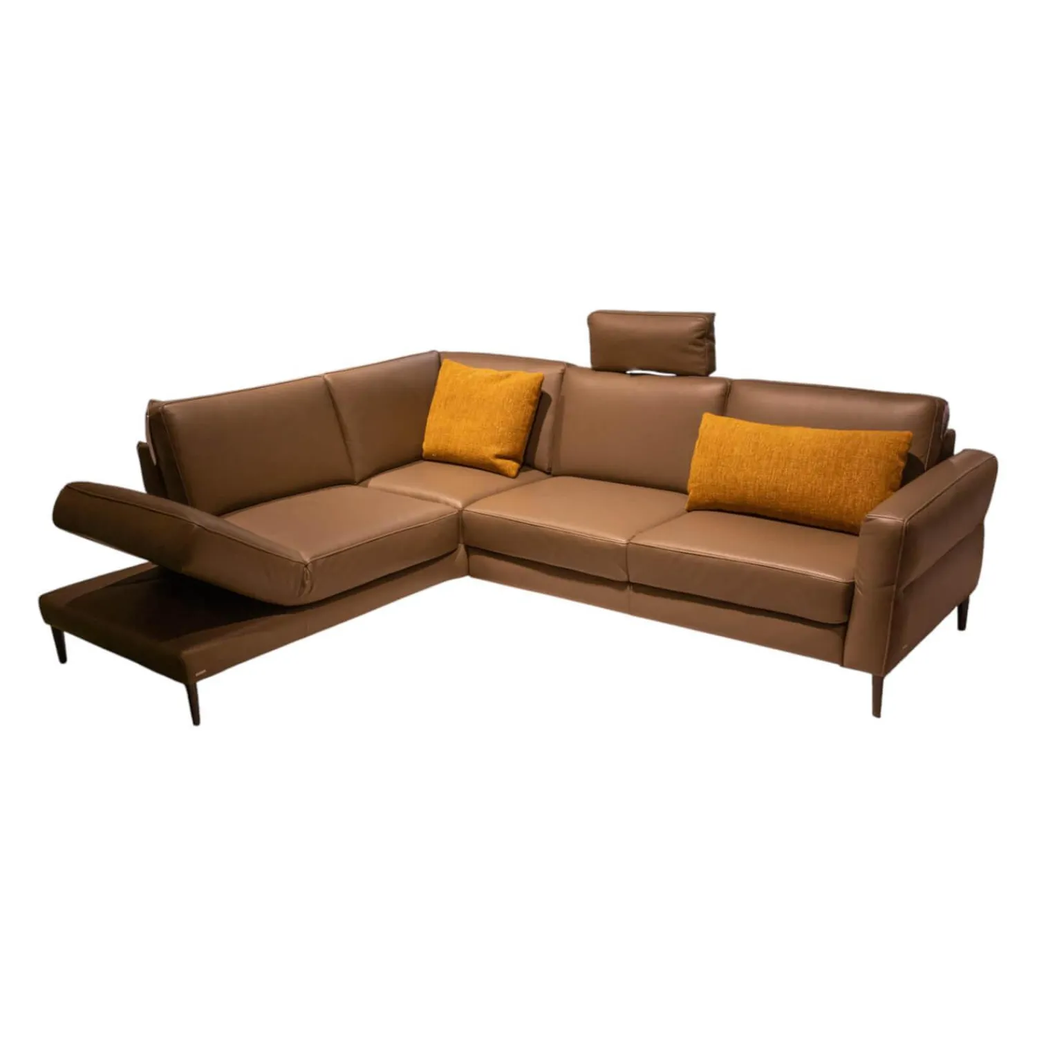 Koinor Ecksofas|Ecksofa Upgrade Leder Dolce Verdure D Braun Eckfuß Metall Schwarz Matt Mit Kissen