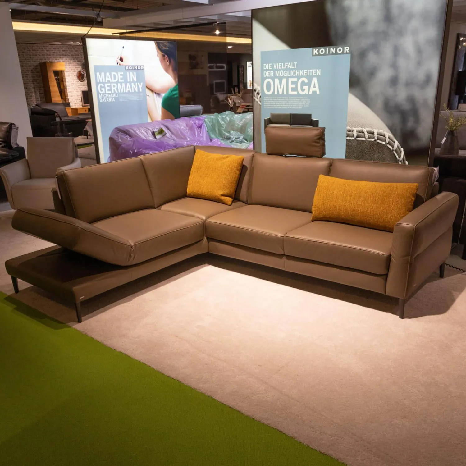 Koinor Ecksofas|Ecksofa Upgrade Leder Dolce Verdure D Braun Eckfuß Metall Schwarz Matt Mit Kissen