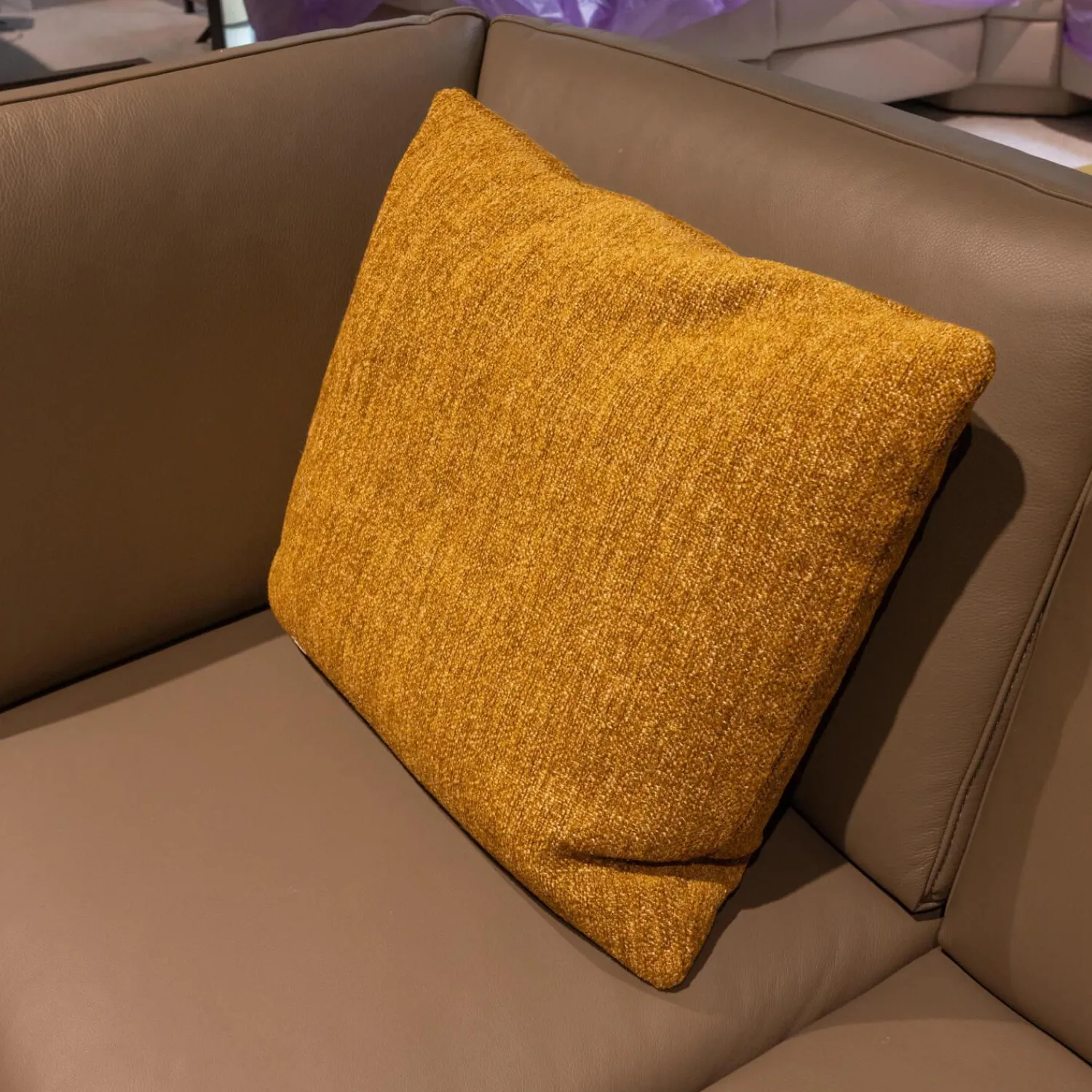 Koinor Ecksofas|Ecksofa Upgrade Leder Dolce Verdure D Braun Eckfuß Metall Schwarz Matt Mit Kissen