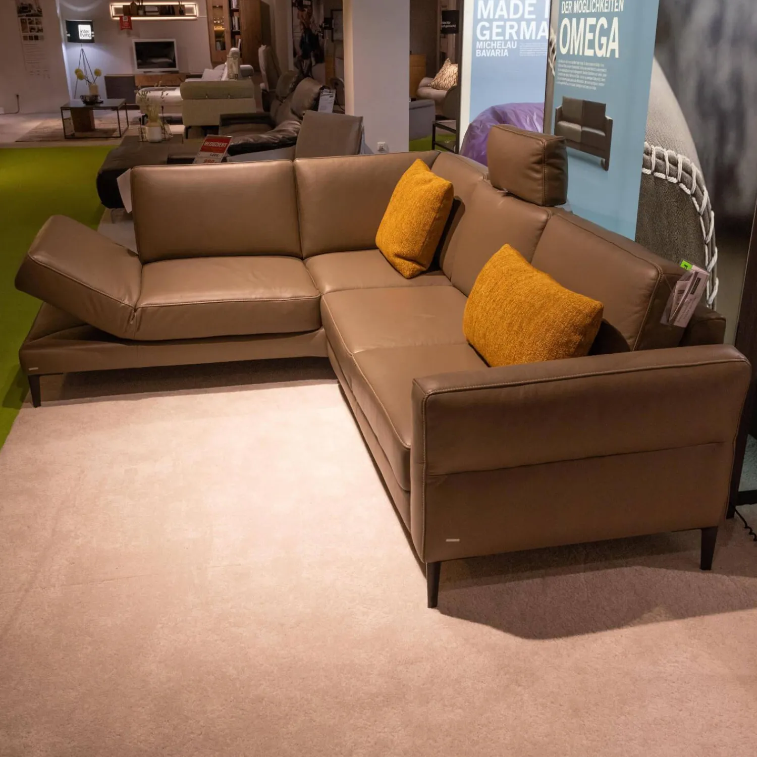 Koinor Ecksofas|Ecksofa Upgrade Leder Dolce Verdure D Braun Eckfuß Metall Schwarz Matt Mit Kissen