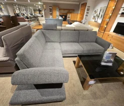 Koinor Ecksofas|Ecksofa Upgrade Stoff 10 Calypso 27 Grau Schwertkufe Aluminium Bronziert Mit Schwenkbarer Armlehne