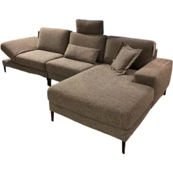 Koinor Ecksofas|Ecksofa Upgrade Textilgewebe Laos 95 Grau Metallfüße Matt Schwarz Lackiert