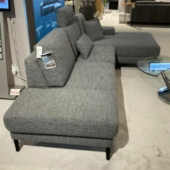 Koinor Ecksofas|Ecksofa Upgrade Textilgewebe Laos 95 Grau Metallfüße Matt Schwarz Lackiert
