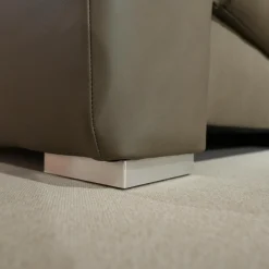 Polinova Ecksofas|Ecksofa Urbino Leder Vivre Smoke Grau Füße Aluminium Inklusive Kopfstütze