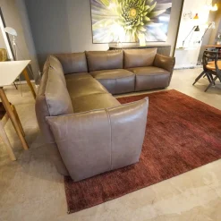 Jess Ecksofas|Ecksofa Vasa Rustikales Leder Dunkelbraun Beine Schwarz