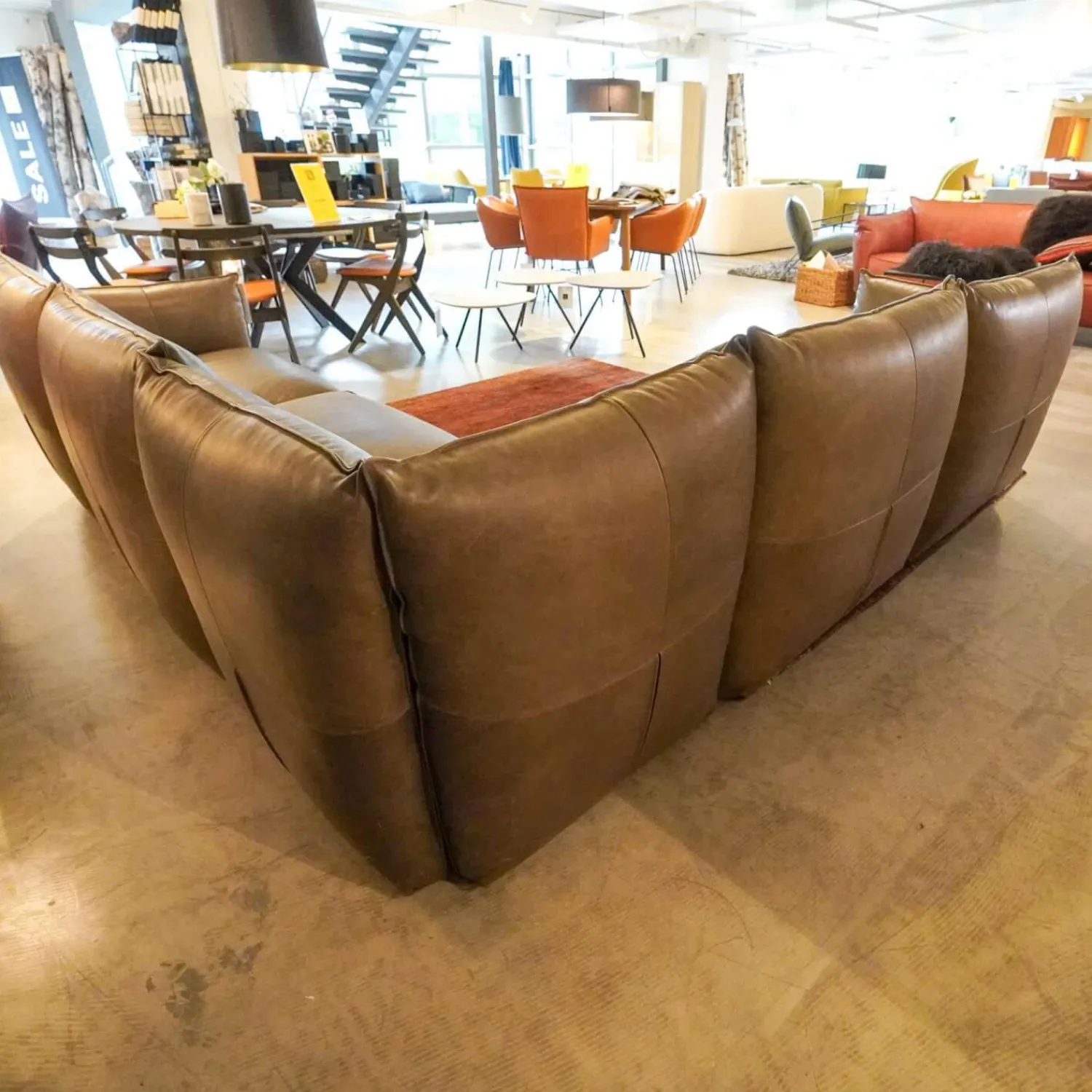 Jess Ecksofas|Ecksofa Vasa Rustikales Leder Dunkelbraun Beine Schwarz