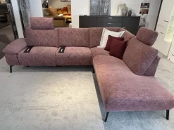 Carina Ecksofas|Ecksofa Vino Stoff Cosmopolitan Rosewood Rot Rosa Fuß 284 Schwarz Matt Inklusive 2 Kopfstützen Und 3 Kissen