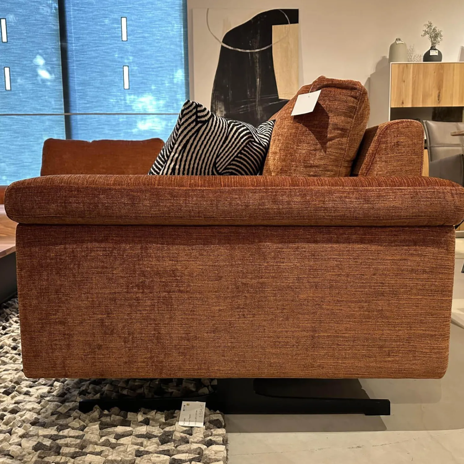 Violetta Ecksofas|Ecksofa Vita 14 Stoff Verotex Hawk 20 Canyon Kupfer Orange Kufe Schwarz Ohne Dekokissen