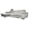 Carina Ecksofas|Ecksofa Viva 246 Stoff Famous Frost Grey Grau Metallfuß 865 Schwarz Matt Inklusive Kopfstütze