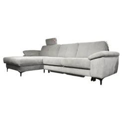 Carina Ecksofas|Ecksofa Viva 246 Stoff Famous Frost Grey Grau Metallfuß 865 Schwarz Matt Inklusive Kopfstütze