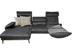 Hukla Ecksofas|Ecksofa VS-HU1158 Stoff Belief 20 Anthrazit Füße Metall Schwarz Mit Manueller Kopfpolsterverstellung
