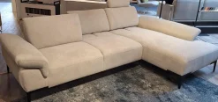 Rom Ecksofas|Ecksofa Wave Stoff Wandoo Naturelle Beige Füße Schwarz Lackiert