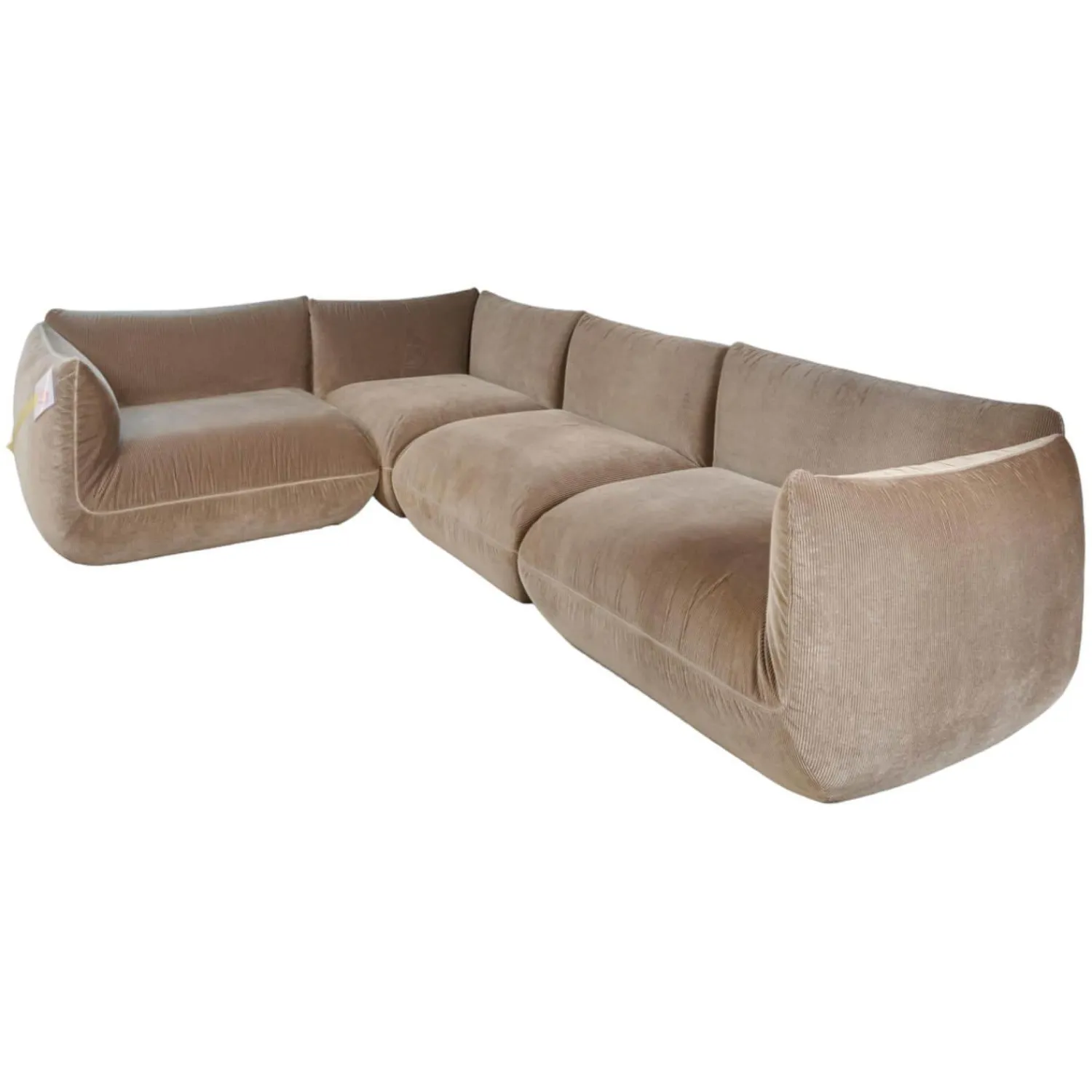 COR Ecksofas|Ecksofa Wohnlandschaft Jalis 21 Stoff d 9077 Nougat Hellbrau Nahtband 5097 Kitt