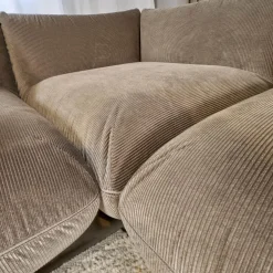 COR Ecksofas|Ecksofa Wohnlandschaft Jalis 21 Stoff d 9077 Nougat Hellbrau Nahtband 5097 Kitt