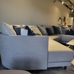 Rolf Benz Wohnlandschaften|Ecksofa Wohnlandschaft Onda Bezug Stoff 05.464 Eisengrau Füße Massivholz Eiche Schwarz Gebeizt Inklusive Kissen