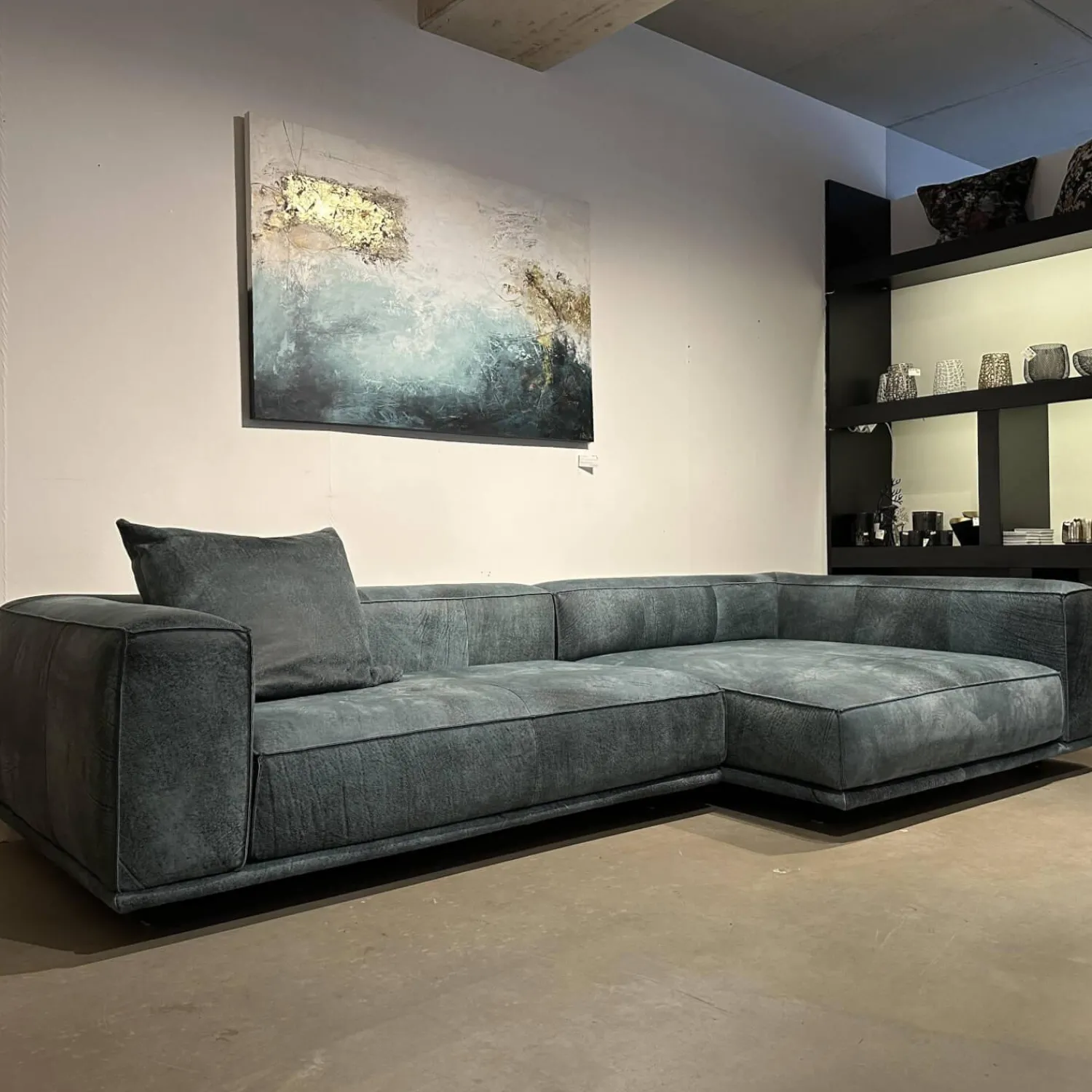 Bullfrog Ecksofas|Ecksofa Wumms Typ 258 Leder Desperado Petrol 2120 17 Winkelstahlfuß Schwarz Matt Mit Fiunktionen