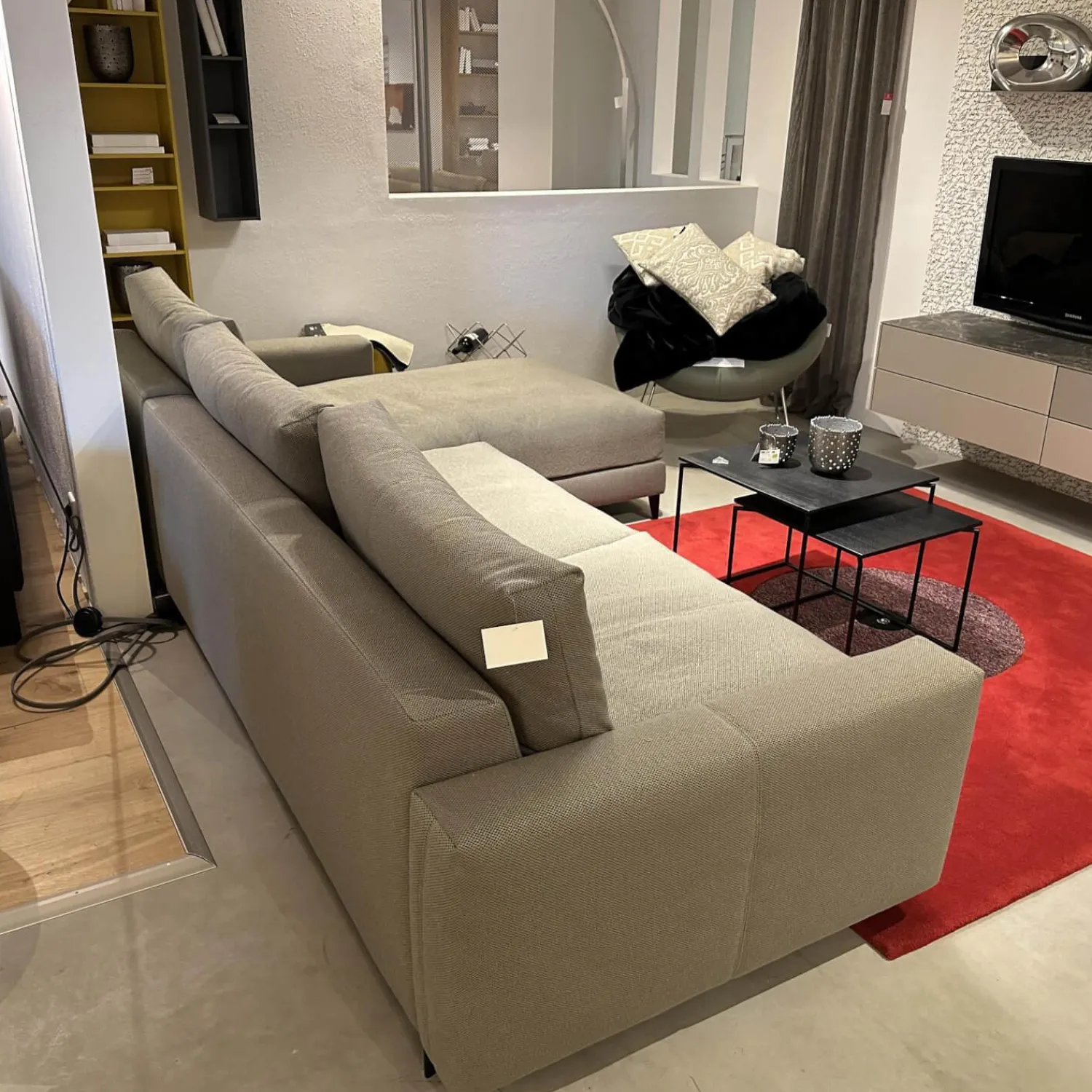 Artanova Ecksofas|Ecksofa Xenia Stoff U3471 Q2 Grau Taupe Füße Metall Schwarz