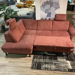Zehdenick Ecksofas|Ecksofa ZE EM20010 Stoff Cyber Barolo Rot Füße Aluminium Schwarz Pulverbeschichtet Inklusive 2 Kopfstützen
