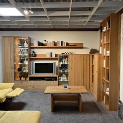 Rietberger Möbelwerke Wohnwände & Tv-Lowboards|Eck-Wohnwand FINO Kernbuche Furniert Mit Glaselementen Und Spiegelrückwänden