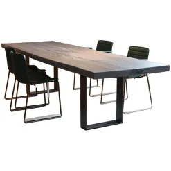 Heidingsfelder Manufaktur Esstische|Einstammtisch Naturkante Eiche Schwarz Geflammt Struktur Weiß Ausgebürstet