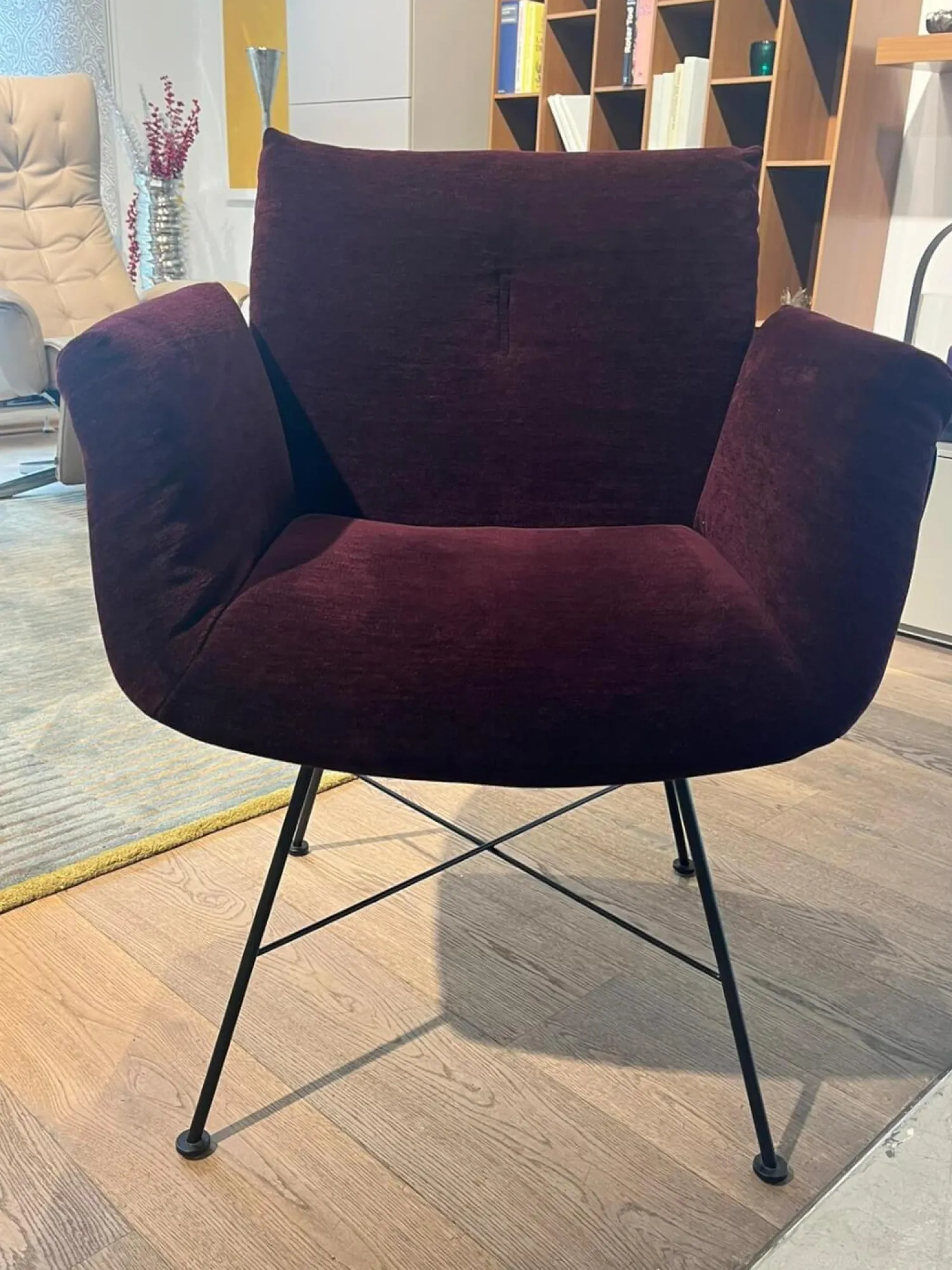 COR Einzelstühle|Einzelstuhl Alvo Stoff Bordeaux Rot Violett Gestell Schwarz