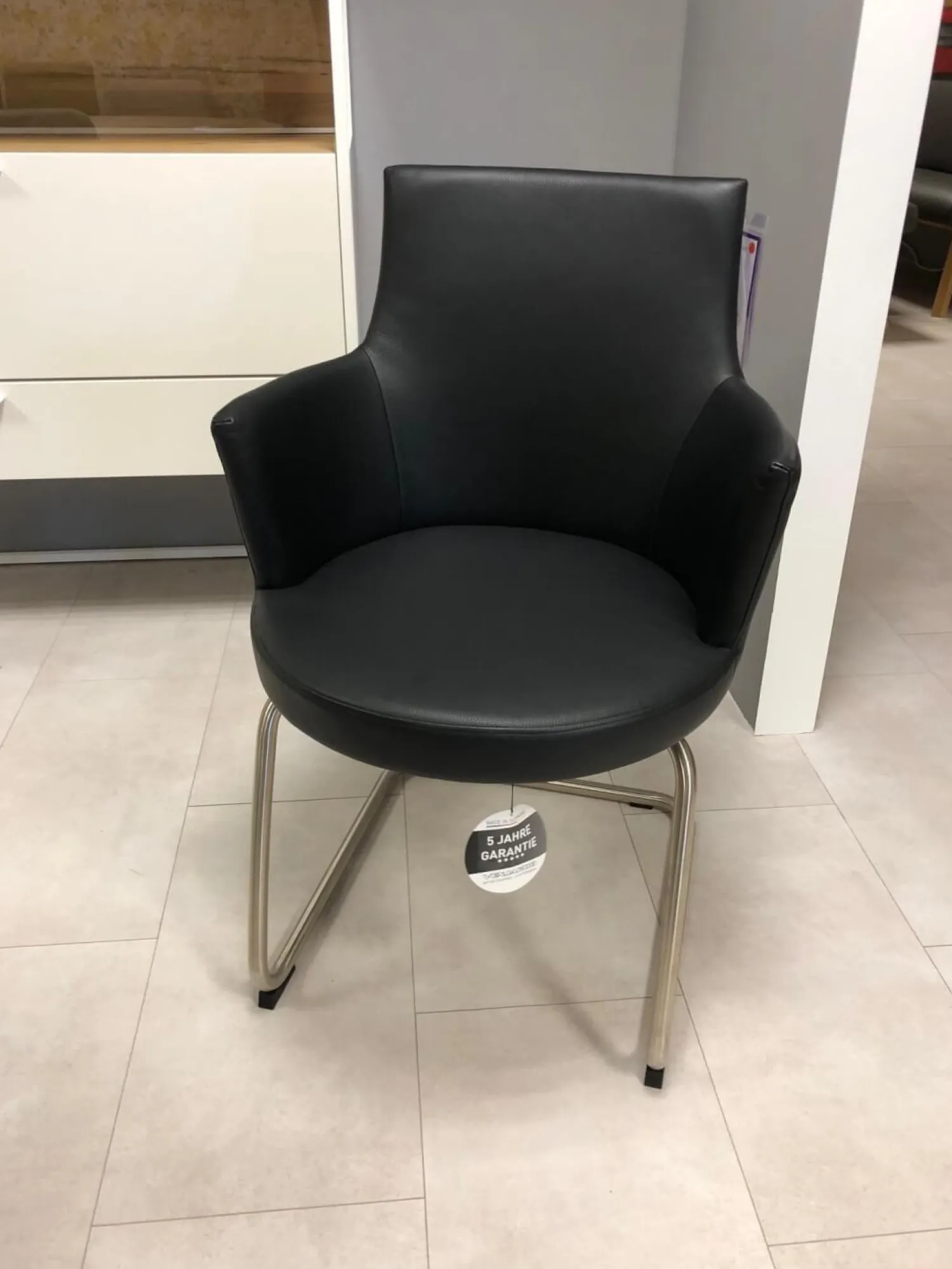 Venjakob Einzelstühle|Einzelstuhl Marta Leder Schwarz mit Drehfunktion