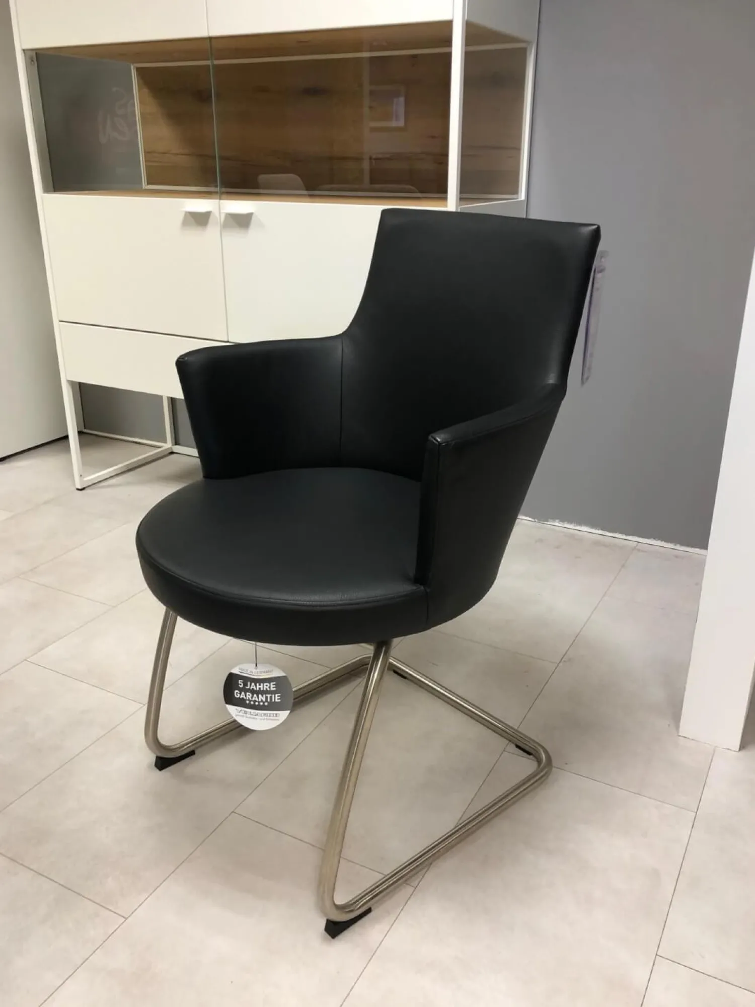 Venjakob Einzelstühle|Einzelstuhl Marta Leder Schwarz mit Drehfunktion