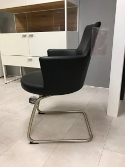 Venjakob Einzelstühle|Einzelstuhl Marta Leder Schwarz mit Drehfunktion