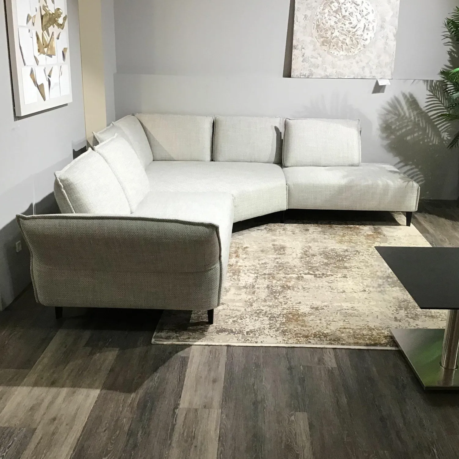 W. Schillig Ecksofas|Elementgruppe Wenzel Stoff Silver Grey Grau Weiß Füße Metall Schwarz Inklusive Kissen