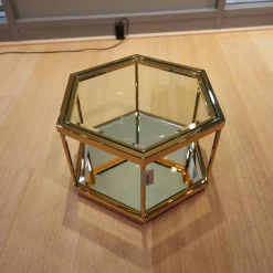 Eichholtz Couchtische|4er Ensemble Couchtisch Sax Platte Klarglas Metallrahmen Mit Gold-Finish