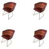 Freifrau Stuhlsets|4er Set Armchair Marla Stoff Avalon 2 Altrose Rot Drahtgestell Metall Messing ME021