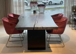 Freifrau Stuhlsets|4er Set Armchair Marla Stoff Avalon 2 Altrose Rot Drahtgestell Metall Messing ME021