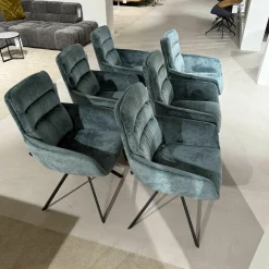 Venjakob Stuhlsets|6er Set Armlehnenstuhl Felia Stoff A Petrol Blau Drehgestell Metall Anthrazit Matt