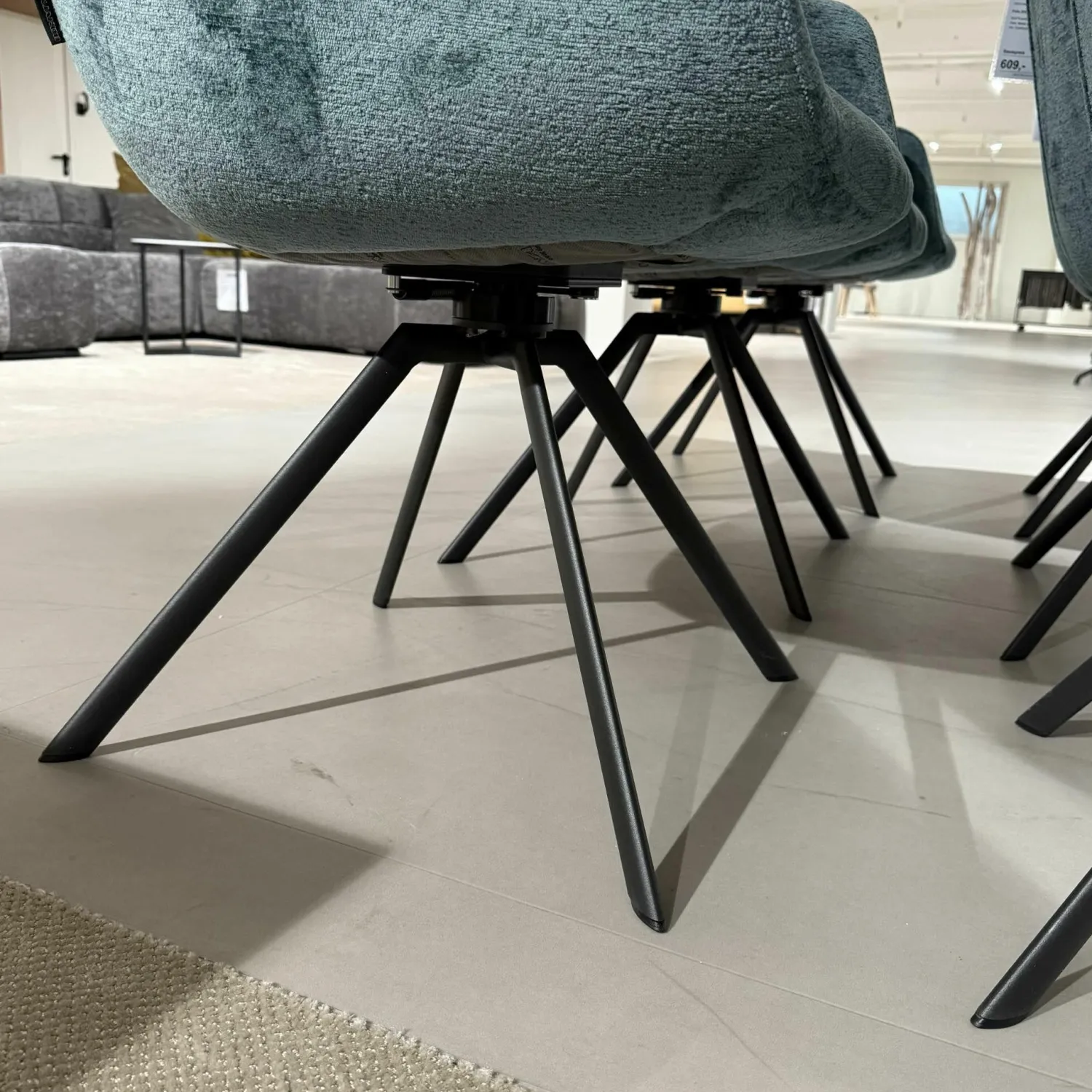 Venjakob Stuhlsets|6er Set Armlehnenstuhl Felia Stoff A Petrol Blau Drehgestell Metall Anthrazit Matt