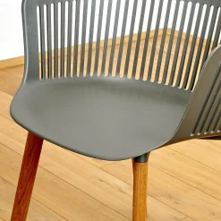 DEDON Stuhlsets|2er Set Armlehnstuhl Aiir Kunststoff Pepper Grau Füße Teak