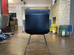 COR Stuhlsets|4er Set Armlehnstuhl Alvo Schale Schwarz Stoff 8145 Dunkelgrau Drahtgestell 4 Fuß Schwarz