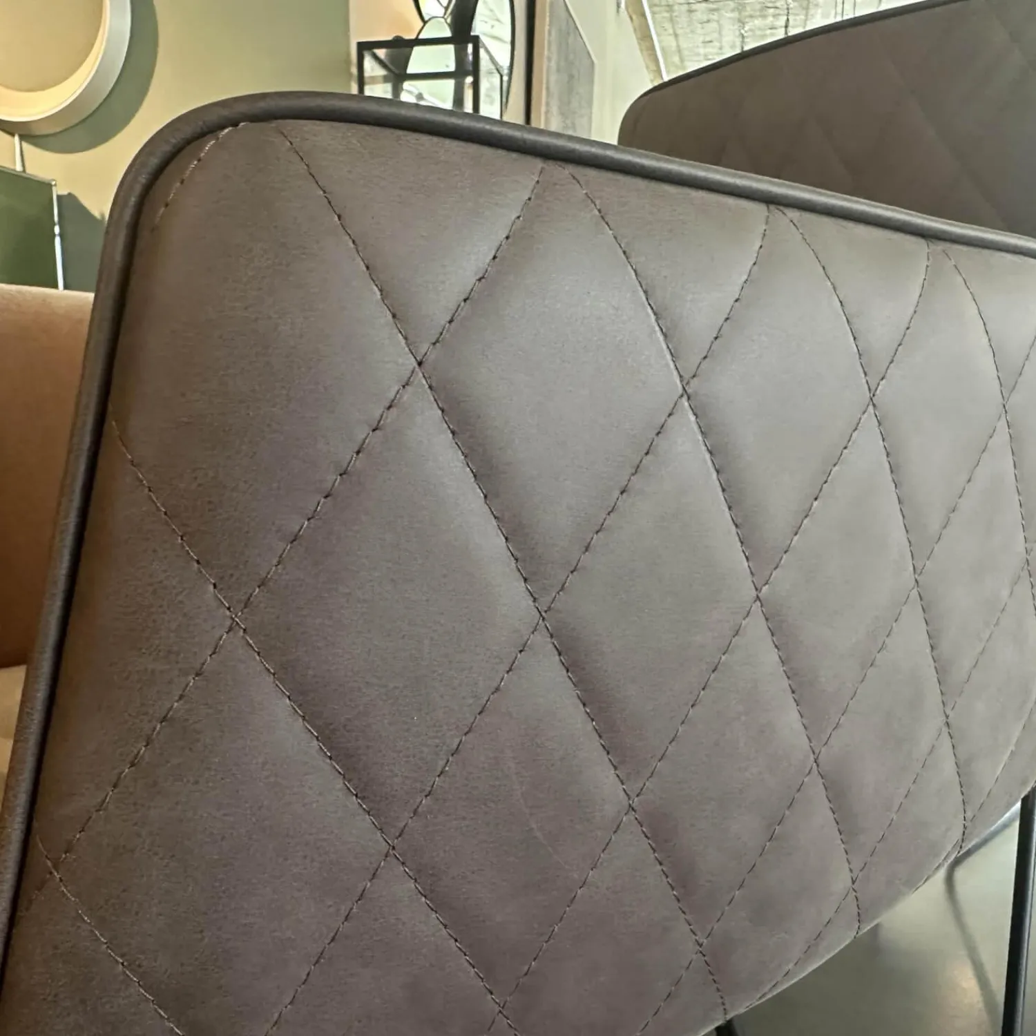 Freifrau Stuhlsets|6er Set Armlehnstuhl Amelie High Außen Leder Muscat Coffee Braun Grau Innen Stoff Harald 3 Braun Drahtgestell Tiefschwarz Schwarz