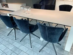 Draenert Stuhlsets|6er Set Armlehnstuhl Dexter Stoff Charmelle Cloud 64 Blau Sternfußgestell Schwarz Drehbar Mit Gleitern