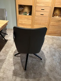 Carega Design Stuhlsets|6er Set Armlehnstuhl George Leder Toledo Smog Grau Drehgestell Schwarz Matt Pulverbeschichtet