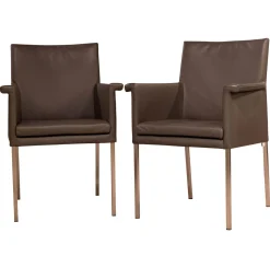 Bert Plantagie Stuhlsets|2-er Set Armlehnstuhl Groove-E Leder Tendens Farbe LD 1200 Graniet Gestell Edelstahl