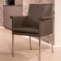 Bert Plantagie Stuhlsets|2-er Set Armlehnstuhl Groove-E Leder Tendens Farbe LD 1200 Graniet Gestell Edelstahl