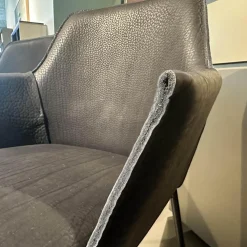 Freifrau Stuhlsets|6er Set Armlehnstuhl High Grace Leder Magnum Ebony 96001 Schwarz Gestell Stahl Schwarz