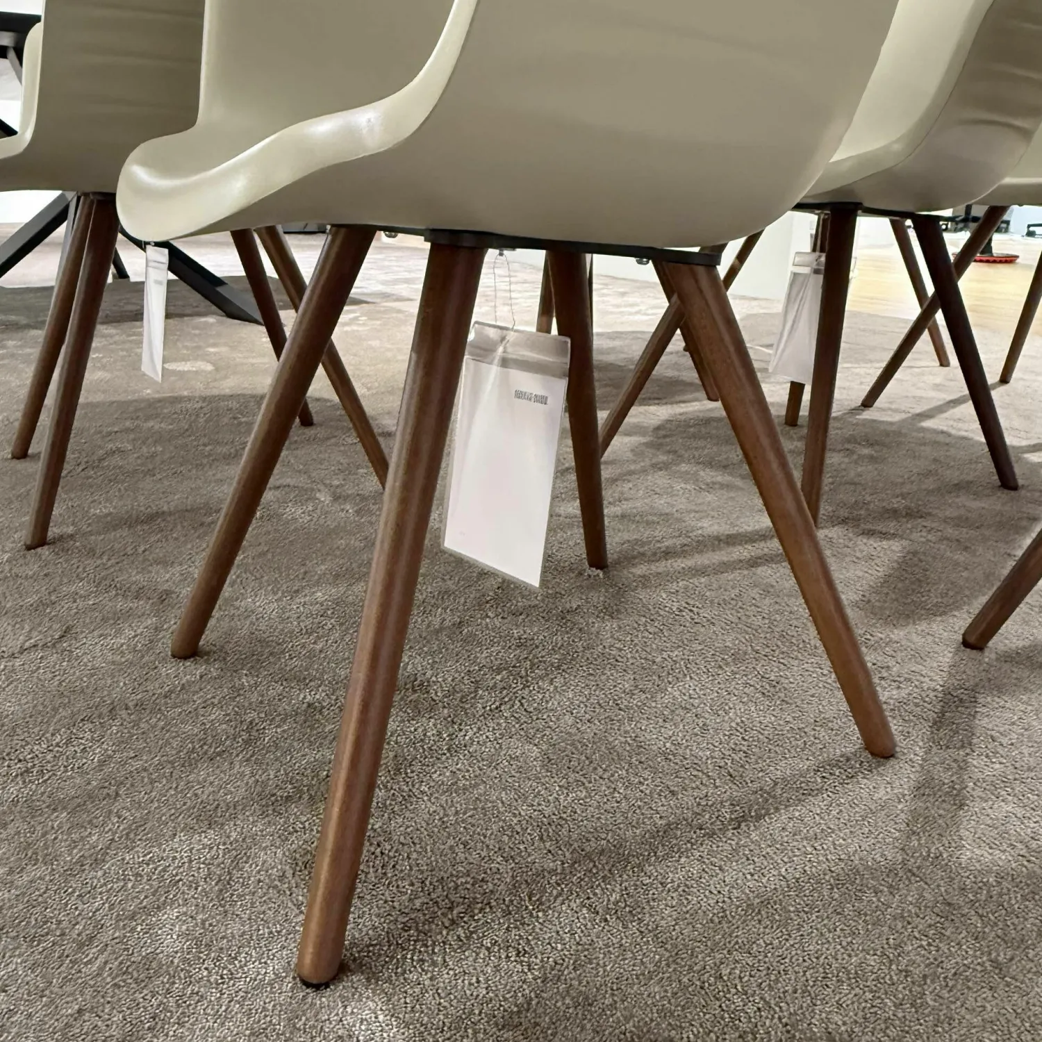 Cattelan Italia Stuhlsets|8er Set Armlehnstuhl Indy Schale Polyurethan Lino Beige Gestell Buche Gebeizt