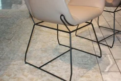 Scholtissek Stuhlsets|4er Set Armlehnstuhl Kasaar Leder Stone Beige Gestell Eisen Schwarz Beschichtet