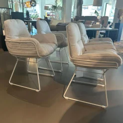 Freifrau Stuhlsets|4er Set Armlehnstuhl Leyasol High Und Low Stoff Lopi Marble R018 Weiß Beige Drahtgestell Grau Weiß