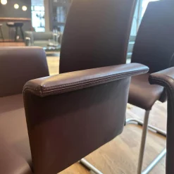 Draenert Stuhlsets|4er Set Armlehnstuhl Luma 2063 I Leder II Elmosoft 95006 Dark Purple Violett Gestell Stahlrohr Matt Chrom