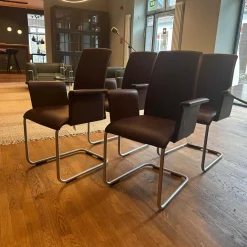 Draenert Stuhlsets|4er Set Armlehnstuhl Luma 2063 I Leder II Elmosoft 95006 Dark Purple Violett Gestell Stahlrohr Matt Chrom