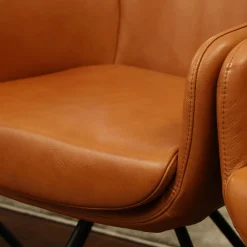 Gealux Stuhlsets|4er Set Armlehnstuhl Madison Leder Polo 10 93 Braun Drehgestell Metall Schwarz Inklusive Filzgleiter